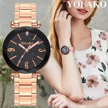 YOLAKO цифровые женские часы со звездным небом, модные повседневные кварцевые женские часы для женщин, Reloj Mujer, женские часы zegarek damski 2019 ярко-розовый