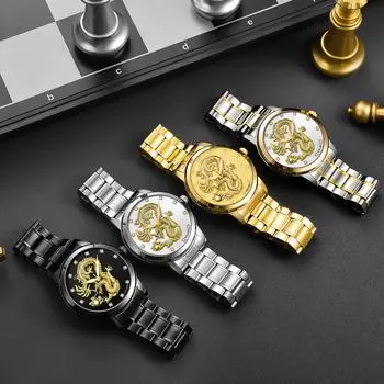 YOLAKO Мужские повседневные кварцевые часы с ремешком из нержавеющей стали Аналоговые часы