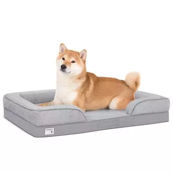 YOLEO Dog Cat Высокопрочный уретановый съемный коврик для собак Все среднего размера квадратной формы 72x60x18 Кровать, Кровать, Чехол, Моющийся, Водонепроницаемый, Подушка, серый