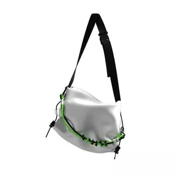 Yonaiga Original Nylon Shoulder Unisex Crossbody Bag White (Custom Twill Waterproof Canvas)