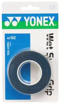 YONEX Обмотка ручки Wet Super Grip Темно-синяя Теннис/Бадминтон, (3-Pack) AC102, синий