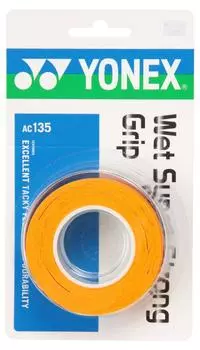 YONEX Tennis Badminton Grip Tape Wet Super Strong Grip AC135 Bright Orange (3 pieces)