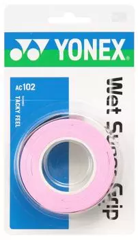 YONEX Tennis Badminton Grip Tape Wet Super Grip AC102 French Pink (3 pieces)