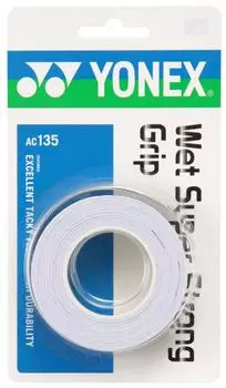 YONEX Tennis Badminton Grip Tape Wet Super Strong Grip AC135 White (3 pieces)