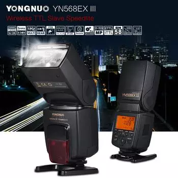 YONGNUO YN568EX III Беспроводная ведомая вспышка TTL Speedlite GN58 1/8000 с HSS поддерживает прошивку USB чёрный