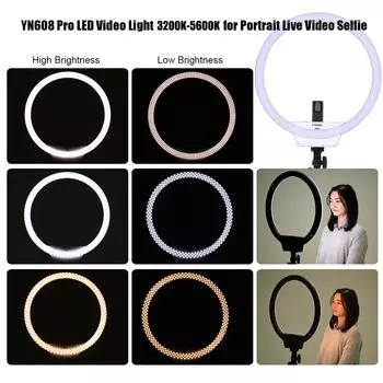 YONGNUO YN608 3200K~5500K/3200K~5600K двухцветная температура беспроводной пульт дистанционного управления светодиодный кольцевой видеосвет