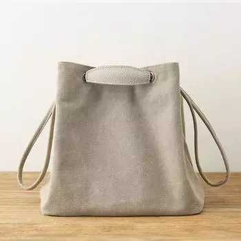 Yongyong Light Canvas Japanese Style Simple Literary Shoulder Bag Rice Gray