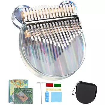 Yoseka Kalimba 17 клавиш прозрачное хрустальное красочное пианино для большого пальца из акрила 17 клавиш калимба для начинающих футляр для хранения настроечных молоточков японский