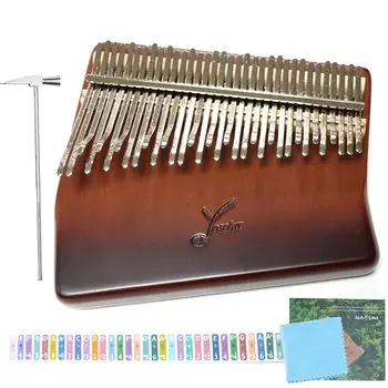 Yoseka Калимба 34 клавиши Бук Пианино для большого пальца Шкала Выгравировано Настроено 34-клавишная калимба До мажор Для начинающих Калимба Настроечный молоток Чехол для хранения Японский