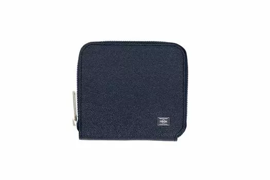 Yoshida Bag Able Круглый кожаный кошелек на молнии [Porter] 030-03082 Мужской Женский (военно-морской флот)