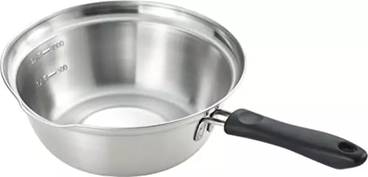 Yoshikawa 1216029 Single-Handed Pot, Gas Flame and Induction Compatible, 7.1 inches (18 cm), Donburi Ramen, Stainless Steel, Made in Japan, Pot, Deep