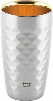 Yoshikawa Beer Tumbler 370ml Double Diamond Tumbler Gold Plated 1pcs Shiniya Syndicate YJ2718 (Inner Finish)