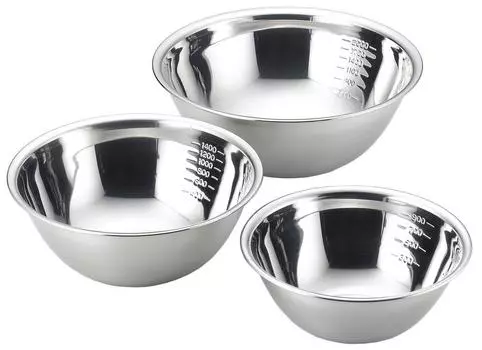 Yoshikawa Bowl Set of 3 Stainless Steel Made in Japan Dishwasher Safe Mizlead II Ball SH6451 (18/21/24cm) 18-8