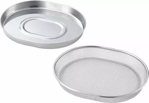 Yoshikawa Colander Stainless Oval Convenient Made in Esophagus SJ3200 Tray, Steel, Shape, Storage, Preparation, Japan,