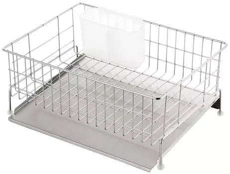 Yoshikawa Drainer Rack Drainer Basket Made in Japan Stainless Steel Drainer with Water Flowing Silver 27 x 36 x 1305134 Tableware Drainer Basket