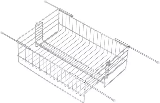 Yoshikawa Drainer Rack Drainer Basket Сделано в Японии Выдвижная для использования в раковине 1306160 Сушилка для посуды Поднос для кухонной мойки Корзина для кухни серебряный