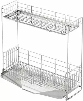 Yoshikawa Drainer Rack Drainer Patch Корзина Сделано в Японии 2 уровня Ширина 15 x Глубина 47 см Для 4-5 человек Боковая часть раковины Широкая ширина 1306080 Сушилка для посуды