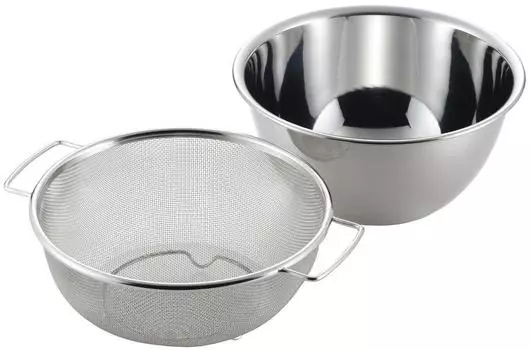 Yoshikawa Easy to drain set 3804633 Серебряный набор дуршлаг/шар из 2 предметов