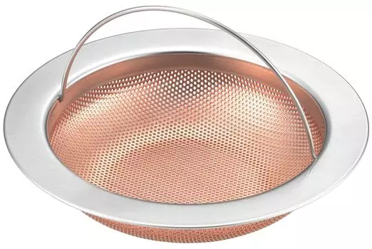 Yoshikawa Garbage Receptacle Drain Cover Made of Copper in Lid for Kitchen Sink Antibacterial Slimy Odor Prevention Copper Ion Comes with a handle