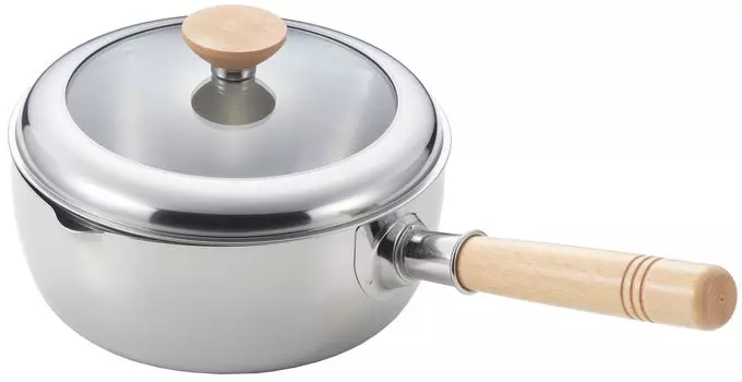Yoshikawa I can see Wooden saucepan with glass fire stainless made in Japan SJ3817 it! 20cm, one-handed pot, 2.3L, lid, IH/open compatible, steel,