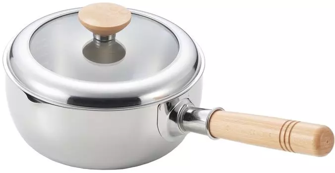 Yoshikawa I can see Wooden with glass compatible with stainless made in Japan SJ3816 it! saucepan, 18cm, one-handed pot, 1.7L, lid, IH/open fire,