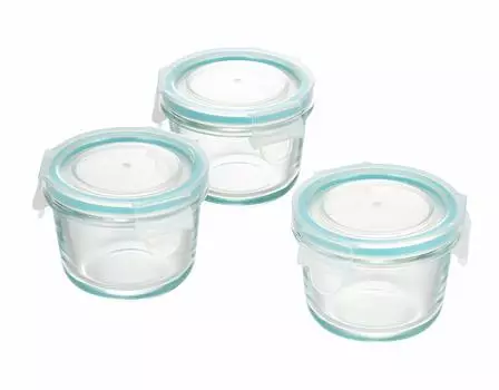 Yoshikawa lock glass storage container mini round 150ml set of 3 glass container gift wrapping specification SJ2719 3-point
