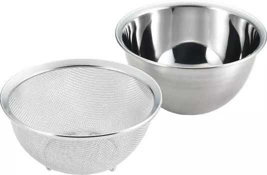Yoshikawa Made in Japan Colander Bowl Set 18cm Silver Stainless Steel Gogi YJ2105 &