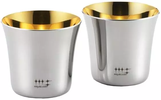 Yoshikawa Made in Japan Glass Cup Gold Plated Finish 100ml Shiniya Syndicate YJ2535 Set of 2