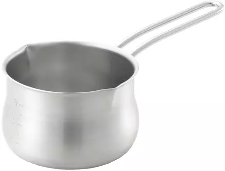Yoshikawa Made in Japan Milk Pan 12cm Stainless Steel Double Mouth Milk Pan for Gas Fire Only YJ3349 серебряный