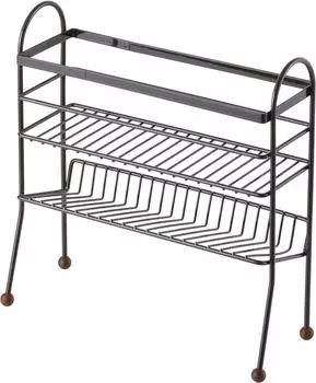 Yoshikawa Made in Japan Shampoo Rack 2 Tiers Brown Leg Height 1305879