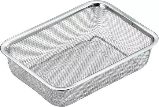 Yoshikawa Made in Stainless Square Length x Width x Height Medium Colander, Japan, Steel, Drainer, Type, Vegetables, 20.4 14.8 5.4cm,