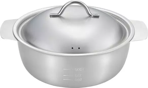 Yoshikawa Mimi Ayana Tabletop with For Both IH and Gas Stainless Made in Japan SJ3627 Pot, 18cm, 1.7L, Scale, Fires, Two-Handed Pot, Steel,