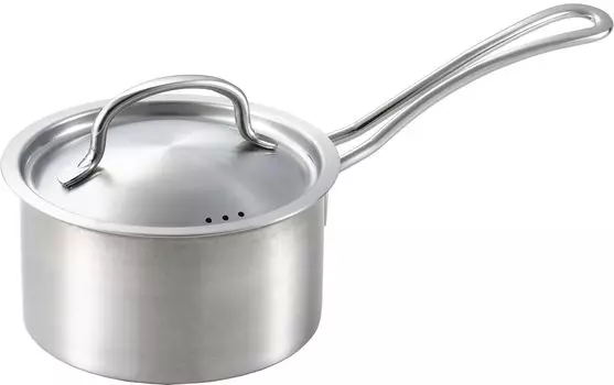 Yoshikawa One Hand Pot 14cm with Lid Fire Compatible COOK CHEF Tsubame Sanjo Made in Japan YJ3693 1.3L IH/Open серебряный
