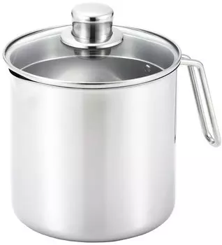 Yoshikawa One Hand Pot Deep 16cm IH Compatible Glass Lid Bambino SJ3355 Silver