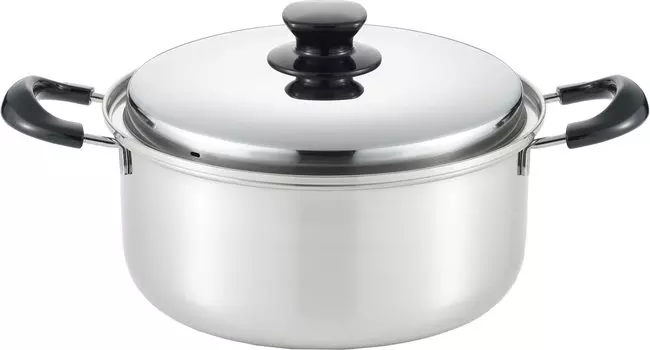 Yoshikawa Pot 24cm with Lid Compatible with Fire Integrated Tsubame Sanjo Made in Japan SJ3397 Two-handed 5.3L IH/Open серебряный