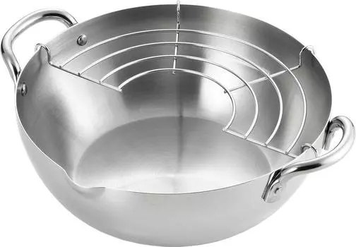 Yoshikawa Pot Tempura Pot Gogi Нержавеющая сталь 20 см Совместимость с газом YJ2437 Сделано в Японии Темпура Горшок Масляный горшок для жарки во фритюре/IH