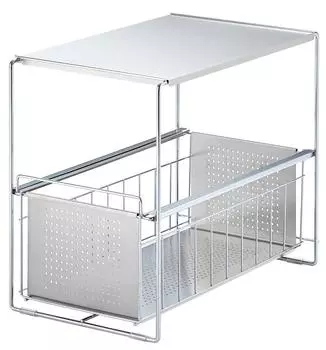 Yoshikawa Сделано в Японии Под раковиной Слайд Хранение 1 Ярус Ширина 25 Серебристый 1305694