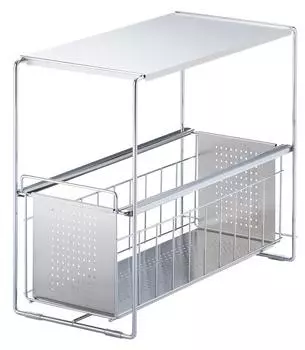 Yoshikawa Сделано в Японии Под раковиной Слайд Хранение 1 Ярус Ширина 20 Серебристый 1305693 серебряный