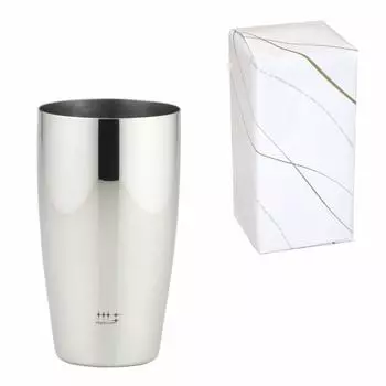 Yoshikawa Shinya Syndicate Сделано в Японии Пивной стакан 400 мл Подарочная упаковка Характеристики Сделано в Ниигате Tsubame Sanjo YJ1104 серебряный