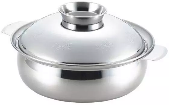 Yoshikawa SJ1858 Stainless Steel Pot, Silver, 10.6 inches (27 cm), Earthpot Style, Induction Compatible, Momiji