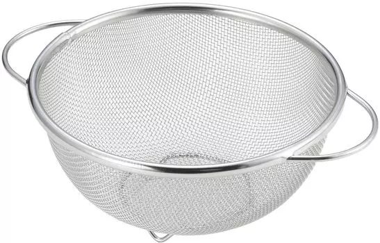 Yoshikawa stainless steel round colander with both hands 17cm 1686194 (with legs)