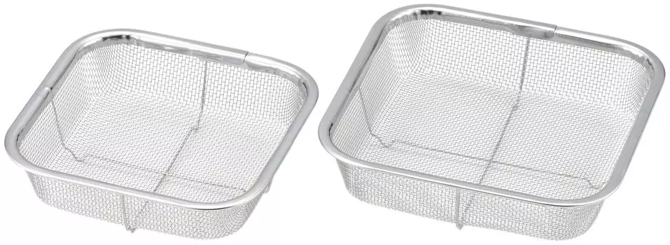 Yoshikawa Stainless Steel Square Colander 16cm 18cm Set Made in Japan Tsubame Sanjo 2609373