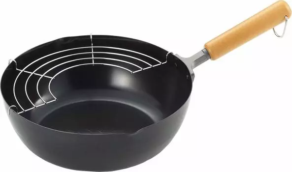 Yoshikawa Tempura Frying Compatible with Gas With NEW Gourmet Power Made in Tempura Oil Pot Deep-Fried Pot, Pot, One-handed Pot, Pan, 24cm, Fire/IH,