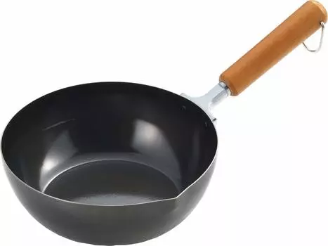 Yoshikawa Tempura One Hand Compatible with Gas Made of Black 3808908 Made in Tempura Oil Pot Deep-Fried Pot, Pot, Pot, 20cm, Fire/IH, Iron, Japan,