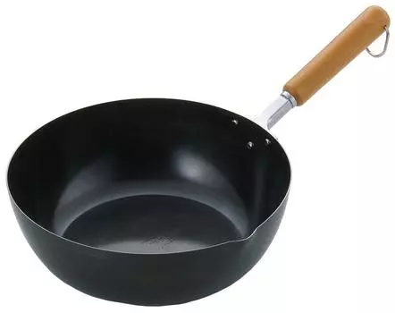 Yoshikawa Tempura One Hand Compatible with Gas Made of Black 3808777 Made in Tempura Oil Pot Deep-Fried Pot, Pot, Pot, 24cm, Fire/IH, Iron, Japan,