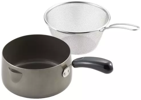 Yoshikawa Tempura One Hand Совместимо с газовой фритюрницей с дуршлагом Сделано в Tempura Oil Pot для фритюра, горшок, горшок, 16 см, Fire/IH, SJ3163, Япония,