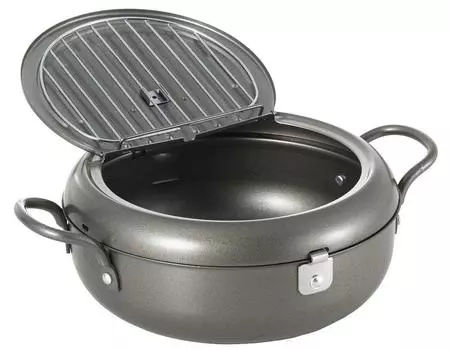 Yoshikawa Tempura совместима с газом с Tenichi Made in Tempura Oil Pot, фритюрница, горшок, 22 см, огонь/IH, крышка, SJ2135, Япония, горшок, серый