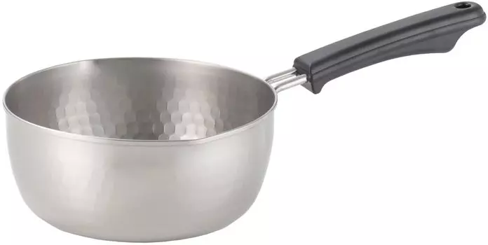 Yoshikawa Yukihira Сделано в Совместимо с IH Gas Нержавеющая сталь с обеих сторон SJ3412 Кастрюля, Одноручная кастрюля, 18 см, 1,9 л, Япония, Огонь, Ajiichi, Сталь, Носик, серебряный