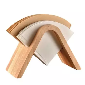 Yosoo Coffee Paper Stand Coffee Filter Holder Bamboo Wooden Cone Shape 100 Pieces Coffee Paper Storage Coffee Tea Supplies Kitchen Supplies
