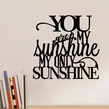 You Are My Sunshine Metal Sign Rustproof Wall Art. Ideal for indoor decor. Inspirational quote for living room and home hangings чёрный